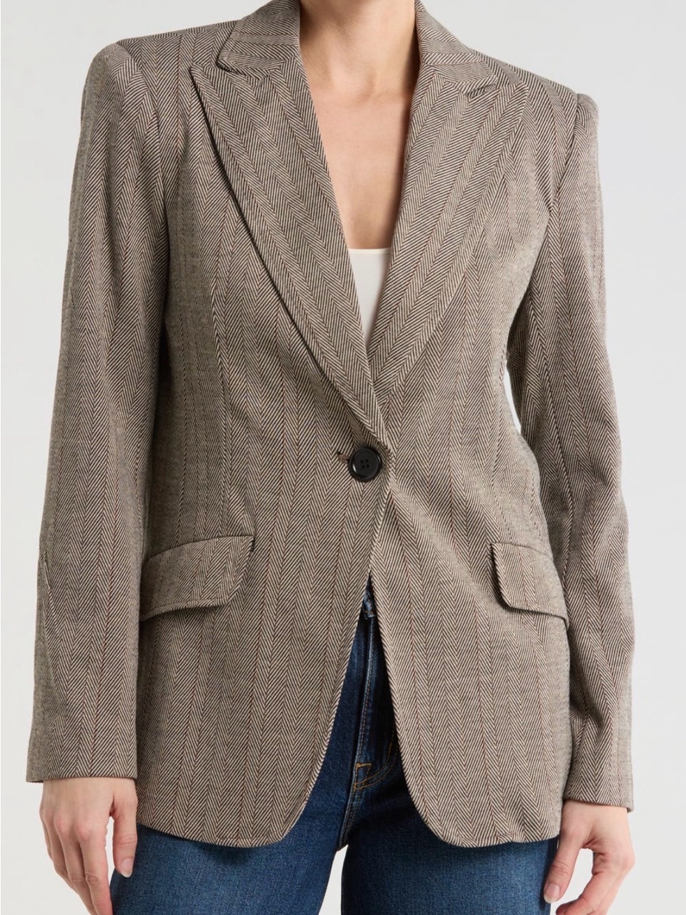 *NWT* Max Studio Gray Herringbone Single-Button Blazer